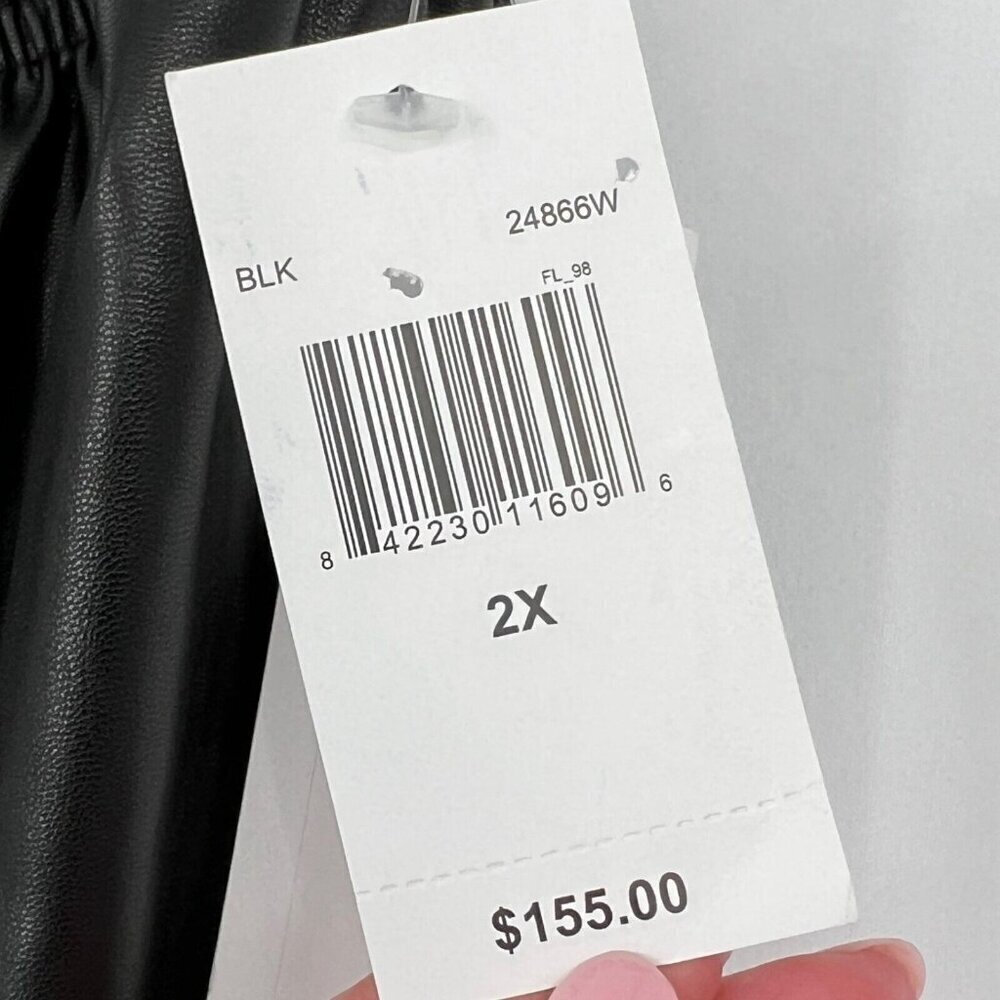 NWT Caroline Rose Skinny Pants Plus Size 2X Black Faux Leather Pull On Casual - Picture 11 of 11